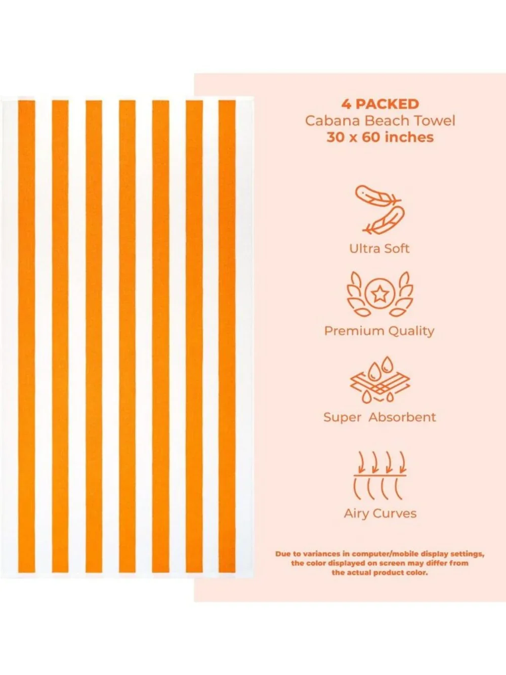 Oversized Cabana Striped Beach Towels Set, Quick-Dry Sand-Free Pool Towels